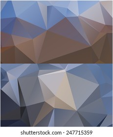 Set of abstract geometrical backgrounds consisting of multicolored triangular polygons