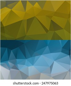 Set of abstract geometrical backgrounds consisting of multicolored triangular polygons