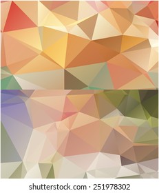 Set of abstract geometrical backgrounds consisting of multicolored triangular polygons
