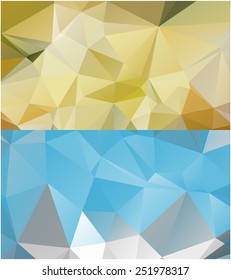 Set of abstract geometrical backgrounds consisting of multicolored triangular polygons