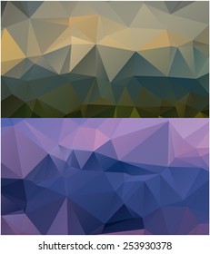 Set of abstract geometrical backgrounds consisting of multicolored triangular polygons