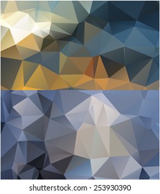 Set of abstract geometrical backgrounds consisting of multicolored triangular polygons