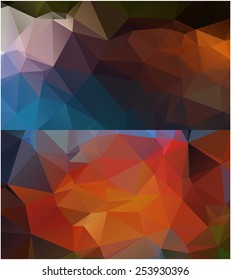 Set of abstract geometrical backgrounds consisting of multicolored triangular polygons