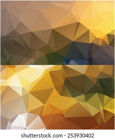 Set of abstract geometrical backgrounds consisting of multicolored triangular polygons