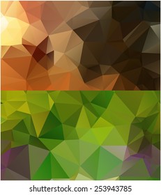 Set of abstract geometrical backgrounds consisting of multicolored triangular polygons