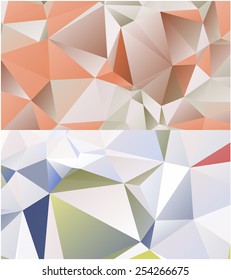 Set of abstract geometrical backgrounds consisting of multicolored triangular polygons