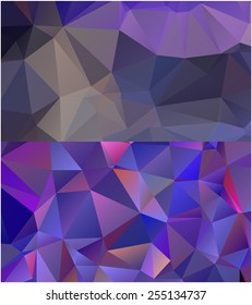 Set of abstract geometrical backgrounds consisting of multicolored triangular polygons