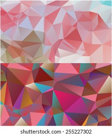 Set of abstract geometrical backgrounds consisting of multicolored triangular polygons