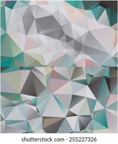 Set of abstract geometrical backgrounds consisting of multicolored triangular polygons