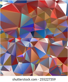 Set of abstract geometrical backgrounds consisting of multicolored triangular polygons