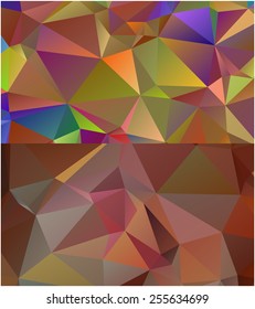 Set of abstract geometrical backgrounds consisting of multicolored triangular polygons