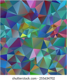 Set of abstract geometrical backgrounds consisting of multicolored triangular polygons