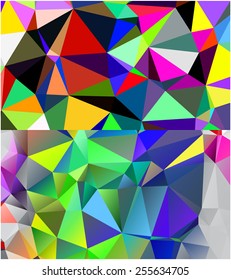 Set of abstract geometrical backgrounds consisting of multicolored triangular polygons