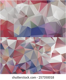 Set of abstract geometrical backgrounds consisting of multicolored triangular polygons