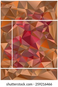 Set of abstract geometrical backgrounds consisting of multicolored triangular polygons suitable for website layout 