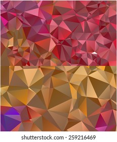 Set of abstract geometrical backgrounds consisting of multicolored triangular polygons  