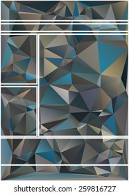 Set of abstract geometrical backgrounds consisting of multicolored triangular polygons suitable for website layout