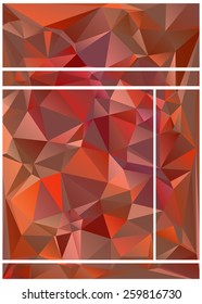 Set of abstract geometrical backgrounds consisting of multicolored triangular polygons suitable for website layout