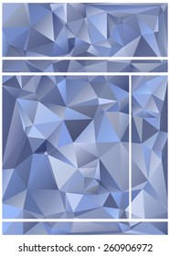 Set of abstract geometrical backgrounds consisting of multicolored triangular polygons suitable for website layout