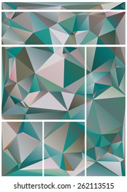 Set of abstract geometrical backgrounds consisting of multicolored triangular polygons suitable for website layout