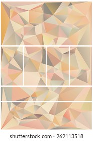 Set of abstract geometrical backgrounds consisting of multicolored triangular polygons suitable for website layout