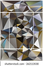 Set of abstract geometrical backgrounds consisting of multicolored triangular polygons suitable for website layout