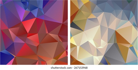 Set of abstract geometrical backgrounds consisting of multicolored triangular polygons