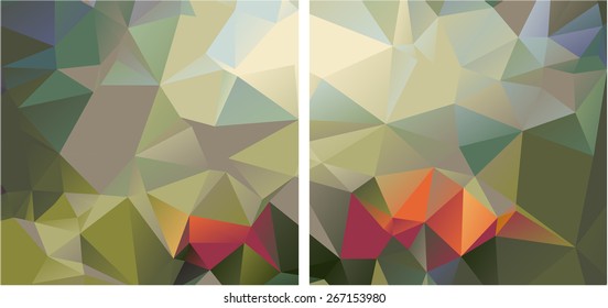 Set of abstract geometrical backgrounds consisting of multicolored triangular polygons