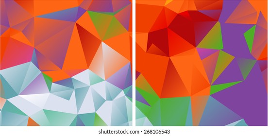 Set of abstract geometrical backgrounds consisting of multicolored triangular polygons