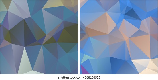 Set of abstract geometrical backgrounds consisting of multicolored triangular polygons