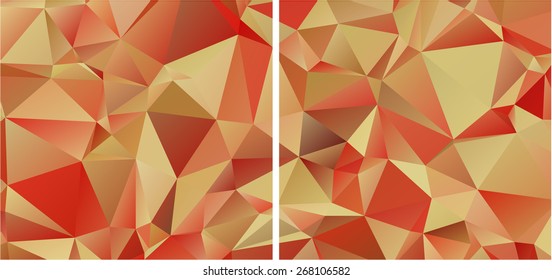 Set of abstract geometrical backgrounds consisting of multicolored triangular polygons