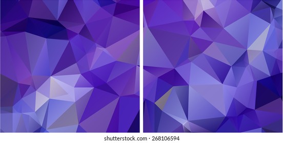 Set of abstract geometrical backgrounds consisting of multicolored triangular polygons