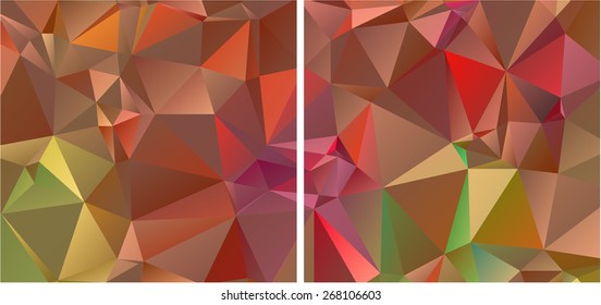 Set of abstract geometrical backgrounds consisting of multicolored triangular polygons
