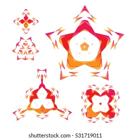 set of abstract geometrical figures mirrored in different directions.