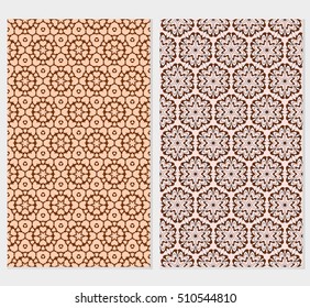 Set of abstract geometry flower seamless pattern. Vector illustration. For design clothes, greeting card, scrapbook, wallpaper fills