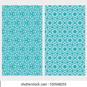 Set of abstract geometry flower seamless pattern. Vector illustration. For design clothes, greeting card, scrapbook, wallpaper fills