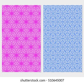 Set of abstract geometry flower seamless pattern. Vector illustration. For design clothes, greeting card, scrapbook, wallpaper fills