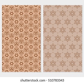 Set of abstract geometry flower seamless pattern. Vector illustration. For design clothes, greeting card, scrapbook, wallpaper fills