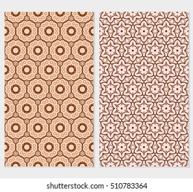 Set of abstract geometry flower seamless pattern. Vector illustration. For design clothes, greeting card, scrapbook, wallpaper fills