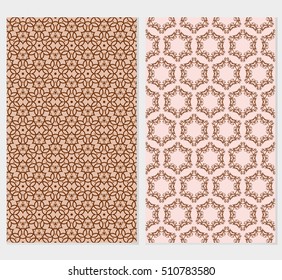 Set of abstract geometry flower seamless pattern. Vector illustration. For design clothes, greeting card, scrapbook, wallpaper fills