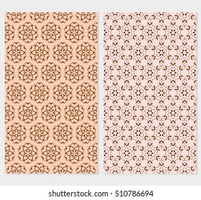 Set of abstract geometry flower seamless pattern. Vector illustration. For design clothes, greeting card, scrapbook, wallpaper fills