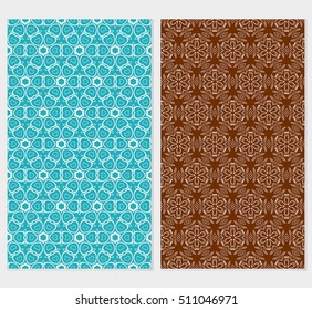 Set of abstract geometry flower seamless pattern. Vector illustration. For design clothes, greeting card, scrapbook, wallpaper fills