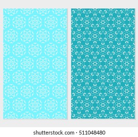 Set of abstract geometry flower seamless pattern. Vector illustration. For design clothes, greeting card, scrapbook, wallpaper fills