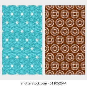 Set of abstract geometry flower seamless pattern. Vector illustration. For design clothes, greeting card, scrapbook, wallpaper fills