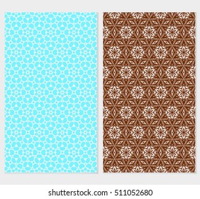Set of abstract geometry flower seamless pattern. Vector illustration. For design clothes, greeting card, scrapbook, wallpaper fills