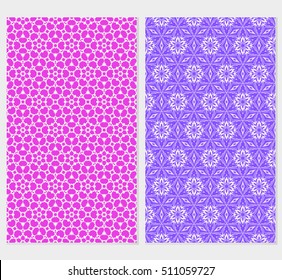 Set of abstract geometry flower seamless pattern. Vector illustration. For design clothes, greeting card, scrapbook, wallpaper fills