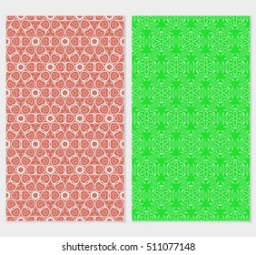 Set of abstract geometry flower seamless pattern. Vector illustration. For design clothes, greeting card, scrapbook, wallpaper fills