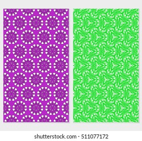 Set of abstract geometry flower seamless pattern. Vector illustration. For design clothes, greeting card, scrapbook, wallpaper fills