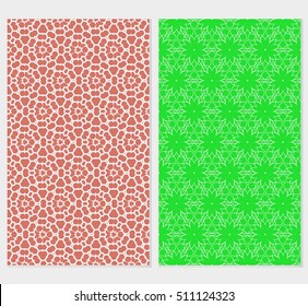 Set of abstract geometry flower seamless pattern. Vector illustration. For design clothes, greeting card, scrapbook, wallpaper fills