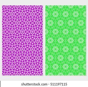 Set of abstract geometry flower seamless pattern. Vector illustration. For design clothes, greeting card, scrapbook, wallpaper fills